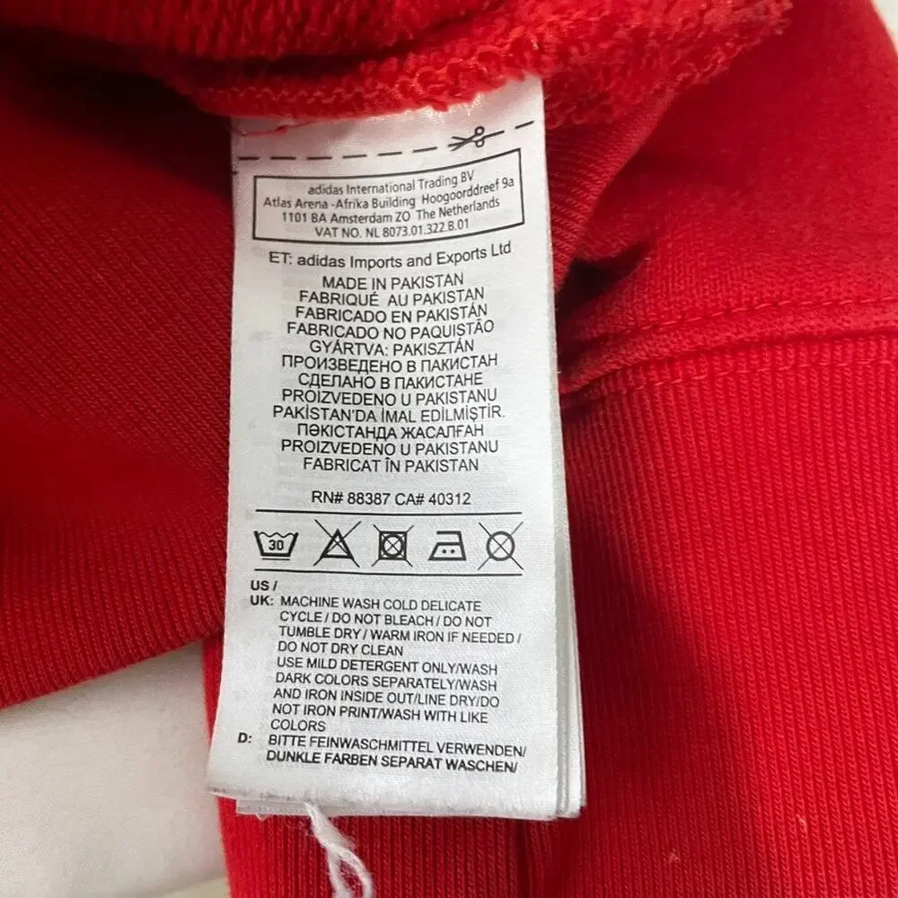 Adidas Red Trefoil Logo Hoodie Pullover Streetwear Style Size XL Men's